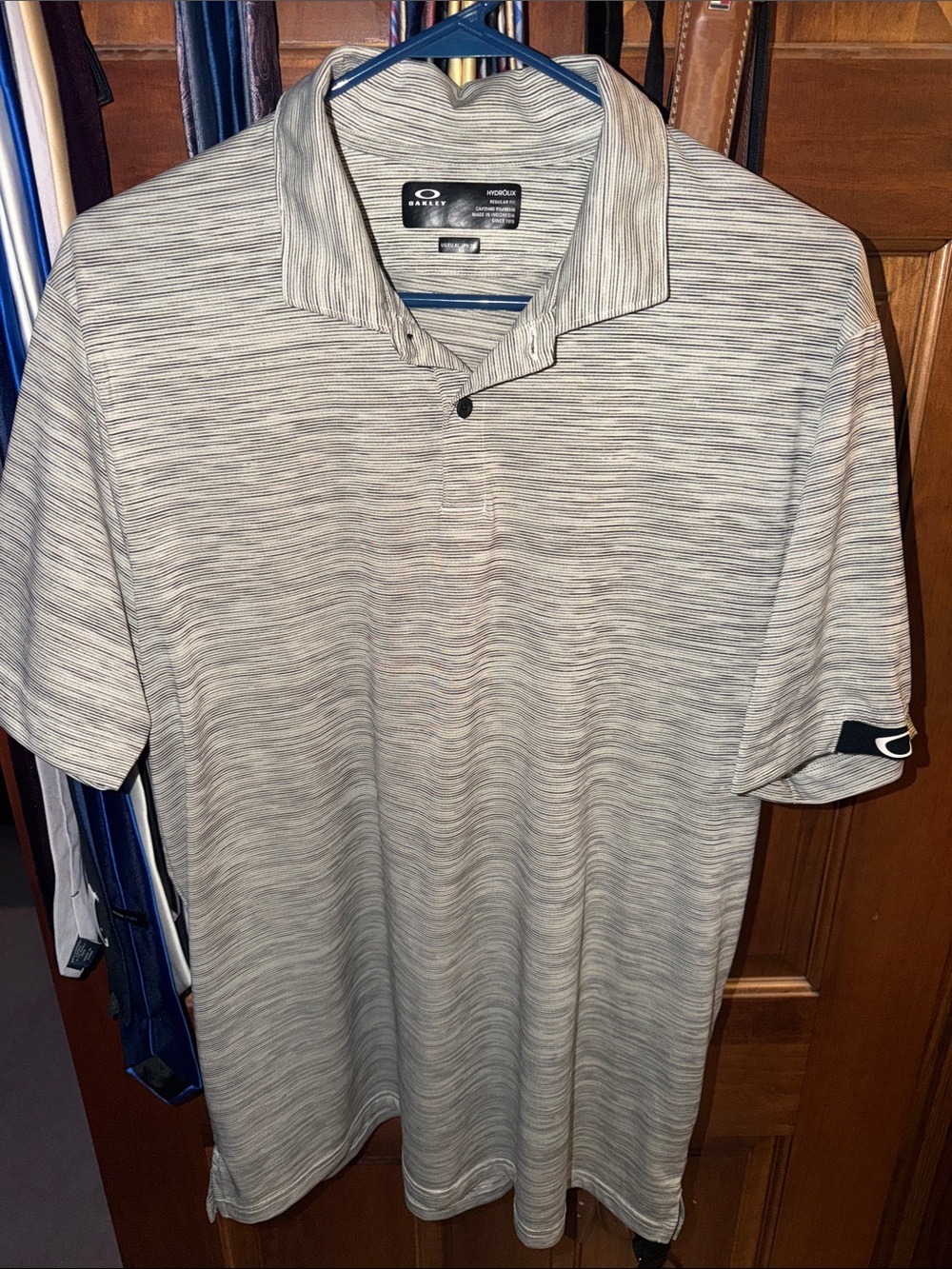 Oakley Men's Light Heather Gray Striped Polo